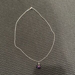 Elegant Silver Necklace with Purple Pendant